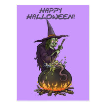 Happy Halloween Cartoon witch Post Cards