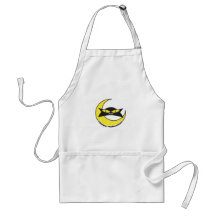 Happy Halloween Cat and Moon design Aprons