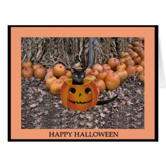Happy Halloween Cat Large Greeting Card