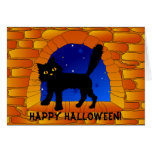 Happy Halloween!cat&window Greeting Card