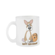 Happy Halloween Corgi Glass Mug (No Background) by MenagerieMayhem Happy Halloween Corgi Glass Mug (No Background)