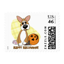 Happy Halloween Corgi Postage Stamps