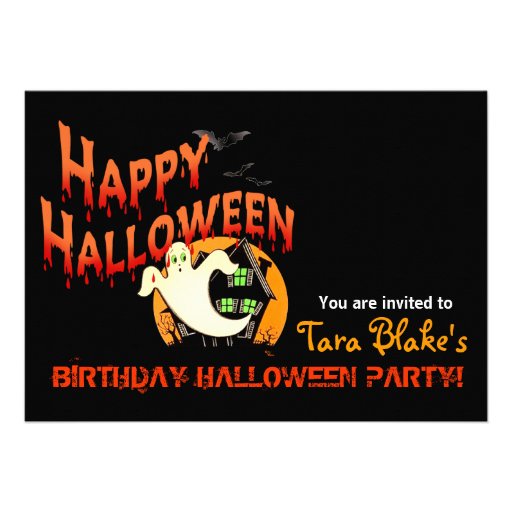 Happy Halloween Costume Party Custom Announcements (front side)