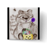 Happy Halloween Costumed Raccoon Button