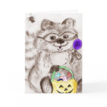 Happy Halloween Costumed Raccoon Card