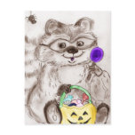 Happy Halloween Costumed Raccoon Postcard