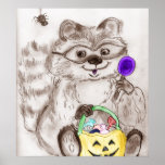 Happy Halloween Costumed Raccoon Posters