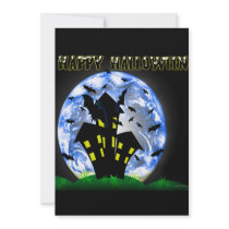 Happy Halloween Creepy Haunted House Invitation