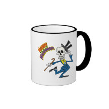 happy halloween dancing bones skeleton coffee mugs