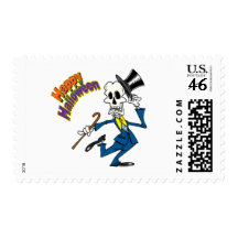 happy halloween dancing bones skeleton stamp