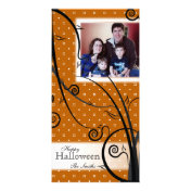 Happy Halloween Family Photo Card - Gold Vines