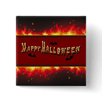 Happy Halloween Flaming Set Pinback Button