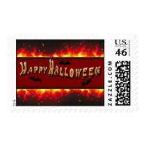 Happy Halloween Flaming Set Postage Stamps