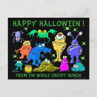 Happy Halloween Fron The Whole Creepy Bunch postcard