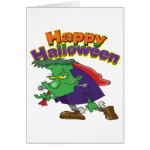 happy halloween funny frankenstein cartoon greeting cards