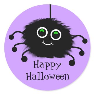 Happy Halloween Fuzzy Toon Spider Sticker sticker