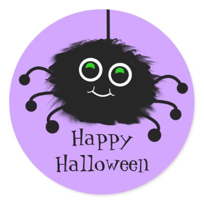Happy Halloween Fuzzy Toon Spider Sticker