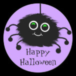 Happy Halloween Fuzzy Toon Spider Sticker