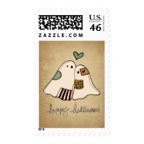 happy halloween ghosts postage