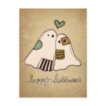 happy halloween ghosts postcards