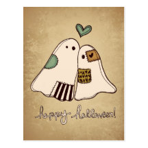 happy halloween ghosts postcard