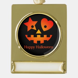 Happy Halloween Gold Plated Banner Ornament