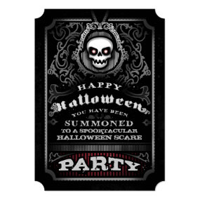 Happy Halloween Gothic Party Invite - Evil Skull