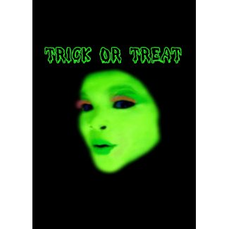 Happy Halloween - Green Spook Face card