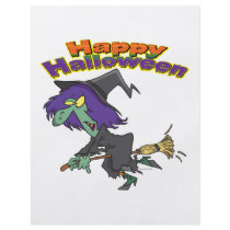 happy halloween green witch cartoon flyer