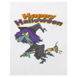 happy halloween green witch cartoon flyers