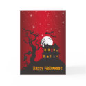 Happy Halloween Haunted House Red 2 cards by CustomGreetingCardz Happy Halloween Haunted House Red 2 cards