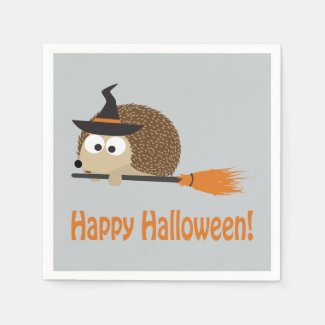 Happy Halloween! Hedgehog Witch Standard Cocktail Napkin