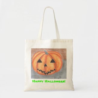 Happy Halloween Jack o Lantern Bag by Julia Hanna
