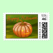 Happy Halloween Jack-O-Lantern postage