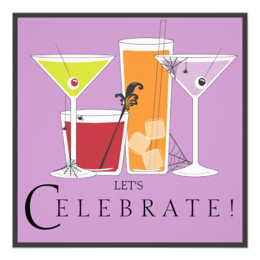 Happy Halloween Let's Celebrate Spooky Cocktails Personalized Invite