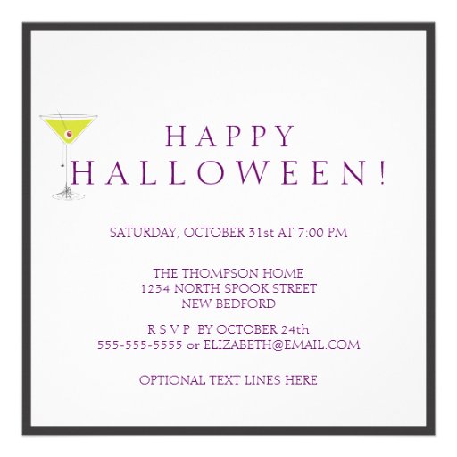 Happy Halloween Let's Celebrate Spooky Cocktails Personalized Invite