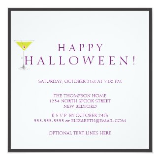 Happy Halloween Let's Celebrate Spooky Cocktails 5.25x5.25 Square Paper Invitation Card