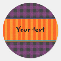Happy Halloween - Lilac Plaid Design Round Sticker