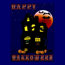 Happy Halloween Mansion Print by Lotacats Happy Halloween Mansion Print
