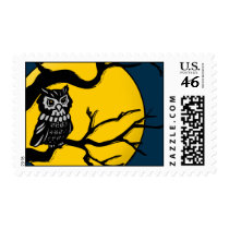 happy halloween : midnight owl : postage