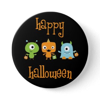 Happy halloween monsters large button button