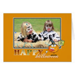 Happy Halloween Orange Custom Photo Card