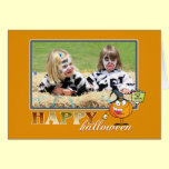 Happy Halloween Orange Custom Photo Card cards
