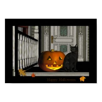 Happy Halloween Porch Kitty poster print