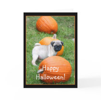 Happy Halloween Pug puppy greeting card