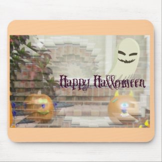 Happy Halloween Pumpkin & Ghost Illusion mousepad