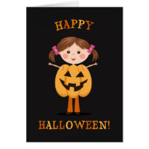 Happy halloween pumpkin girl cards