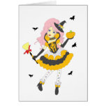 Happy Halloween Pumpkin Girl Greeting Card