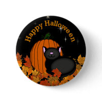 Happy Halloween Pumpkin Kitty button