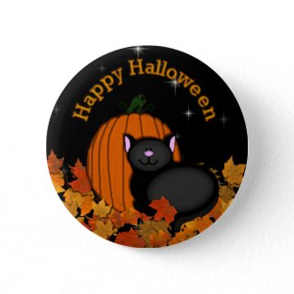 Happy Halloween Pumpkin Kitty button